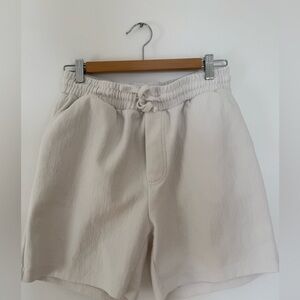 Zara White Drawstring Shorts Size M Elastic Waist Casual